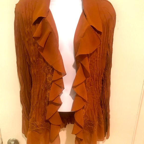 DRESS-U-II-BY SHARON JABOT POET BLOUSE RUST VINTAGE HOBO 2X - Picture 4 of 12